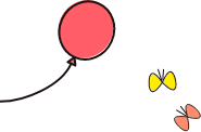 風船と蝶々のイラスト